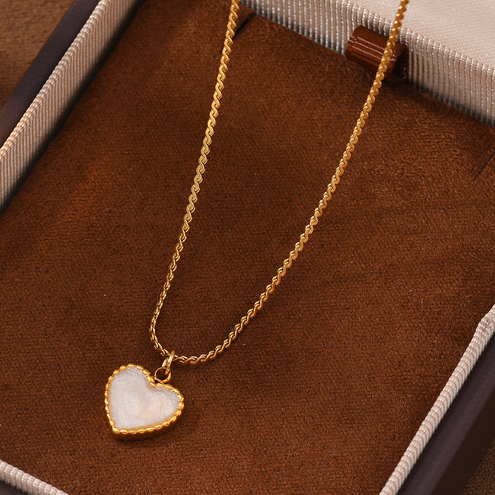 Women's 304 Stainless Steel Heart Necklace with Zirconia